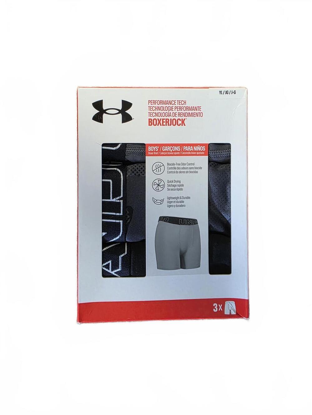 Under Armour Youth Performance Tech Printed Boxer Briefs 3‑Pack Camo Large